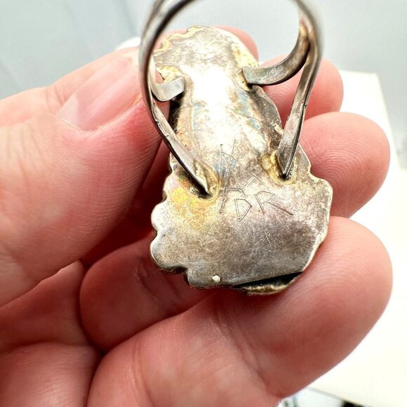 Vintage Native American Womens Mens Ring Sterling Silver Turquoise Snake HUGE - Picture 6 of 9